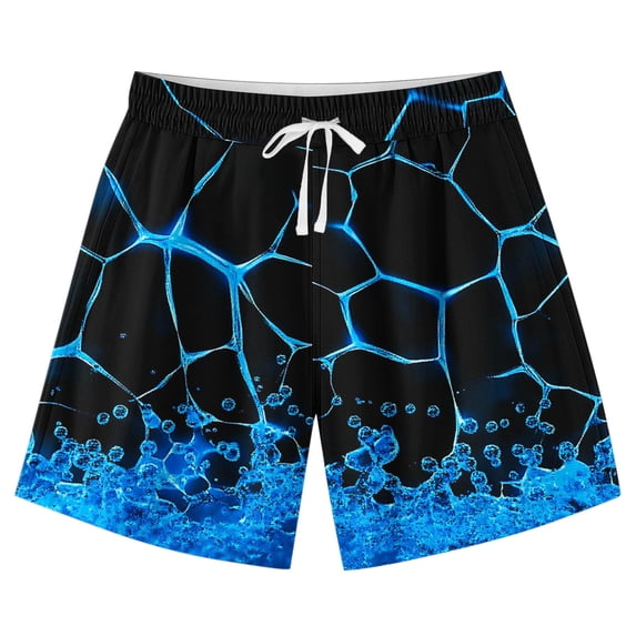 Fesfesfes Kids Fashion Boys Girls Casual Printed Summer Beach Shorts Adjustable Waist Swim Shorts for Outdoor Play(Blue#5,13-14 Years)