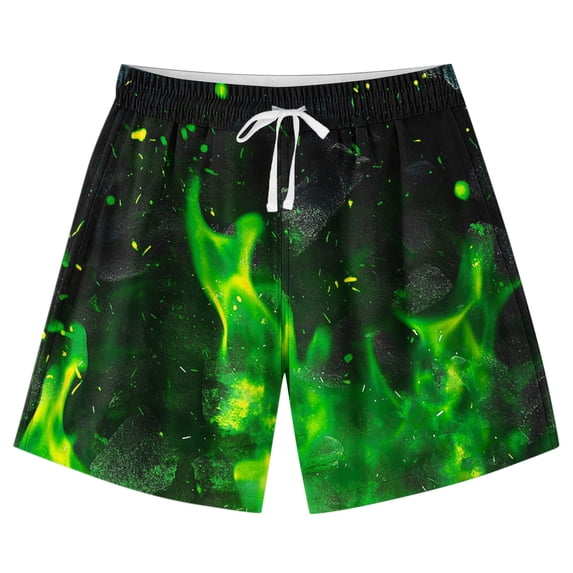 Fesfesfes Kids Fashion Boys Girls Casual Printed Summer Beach Shorts Adjustable Waist Swim Shorts for Outdoor Play(Green#2,11-12 Years)