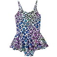thumbnail image 1 of Fesfesfes Kids Girls Fashion Cute Leopard Print Bathing Suits Children's Sleeveless Bikini Ruffles Dress Romper Swimsuit 4-12 Years(Blue,10-12Years), 1 of 9