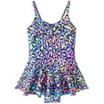 thumbnail image 1 of Fesfesfes Kids Girls Fashion Cute Leopard Print Bathing Suits Children's Sleeveless Bikini Ruffles Dress Romper Swimsuit 4-12 Years(Multicolor,7-8Years), 1 of 9