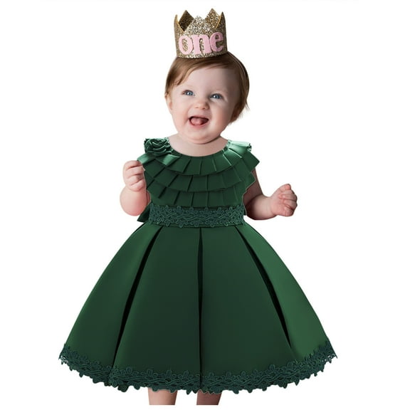 Fesfesfes Kids Girls Ruffled Princess Dress Bridesmaid Pageant Gown Toddler Girls Birthday Party Dress Spring