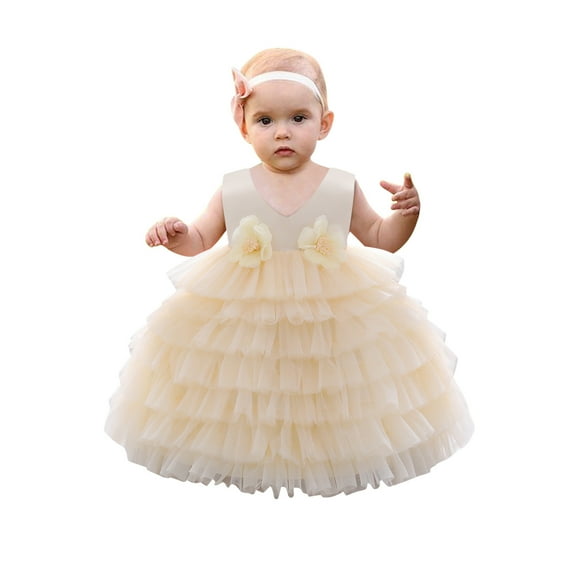 Fesfesfes Kids Girls Ruffled Princess Dress Infant Toddler Girls Bridesmaid Pageant Gown Birthday Party Dress Spring Saving