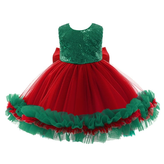 Fesfesfes Kids Girls Short Sleeve Dress Tulle Dress Color Block Birthday Party Dress Princess Dress Spring Saving