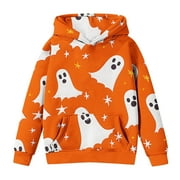 FESFESFES Kids Hooded Sweatshirt Girls And Boys Halloween Hooded Tops Kids Fashion Long Sleeve Shirts Sweatshirt Pullover Tops
