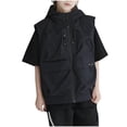 thumbnail image 1 of Fesfesfes Kids Hooded Vest Zip Up Sleeveless Cargo Gilet, Outdoor Casual Techwear Vest for Boys and Girls Ages 3-15 Years, 1 of 4