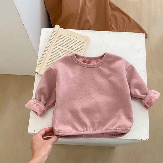 Fesfesfes Kids Infant Tops Unisex Spring Long Sleeve Shirts Solid Color Cotton Tops High Collar Clothing Baby Girls Gift Ruffle Tops