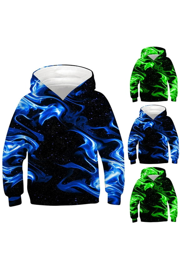 Kids Lightweight Hooded Children's Shirt Long Sleeved Pattern T-shirt Printed Round Neck Cool Boy Hooded Sweatshirt