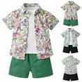 thumbnail image 1 of Fesfesfes Kids Matching Outfits Summer Children's Wear Boy's Short Sleeve Floral Shirt With White T-shirt Shorts Set 12-18 Months, 1 of 8