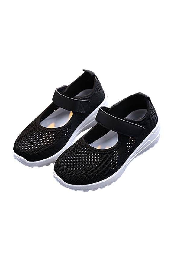 Kids Mesh Breathable Sneakers Summer Hollow Out Casual Shoes for Boys and Girls,Fly Woven School Sports Walking Shoes,Lightweight Thick Sole(Black,6 Years)