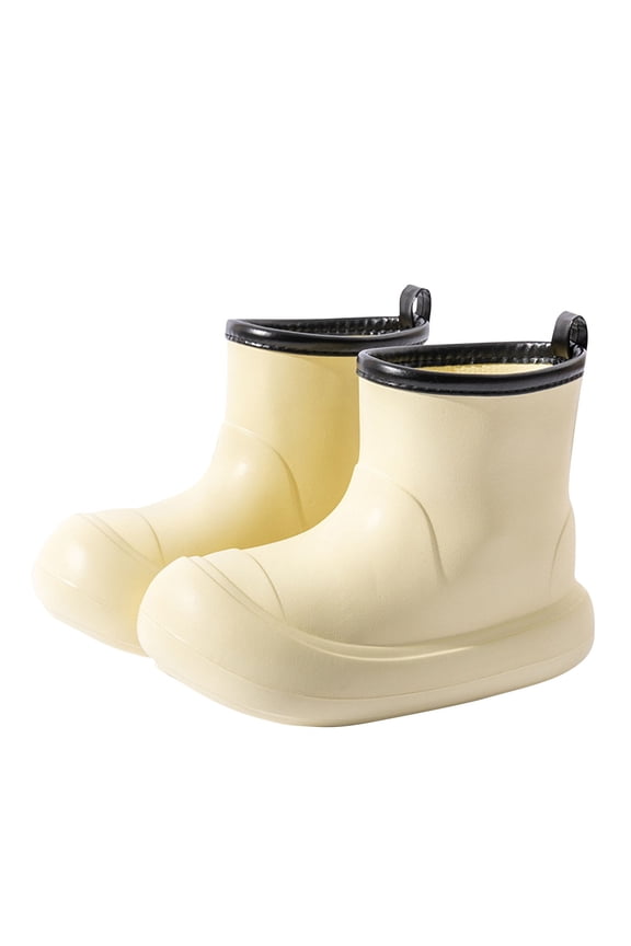 Kids Non-Slip Rain Boots Waterproof Rubber Shoes for Outdoor Play,Home Garden Beach Footwear,Thick Sole Comfortable Design(Beige,7 Years)