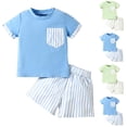 thumbnail image 1 of Fesfesfes Kids Outfits Round Neck Tops Shorts Sets Short Sleeve Shirts With Elastic Waist Shorts Summer Clothing Sets, 1 of 9
