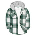 thumbnail image 1 of Fesfesfes Kids Plaid Flannel Shirt Jacket Long Sleeve Hooded Button Down Front Pocket Unisex Toddler Boys Girls Casual Fall Winter Tops Outerwear(Green,8 Years), 1 of 8