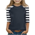 thumbnail image 1 of Fesfesfes Kids Plaid Raglan Sleeve 3/4 Length Tee Round Neck Casual Pullover Top for Boys Girls Age 4 to 15 Years Lightweight Spring Summer Comfort Shirt Basic Everyday Wear(Black#1,9-10 Years), 1 of 7