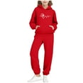 thumbnail image 1 of Fesfesfes Kids Printed Hooded Sweatshirt with Jogger Pants 2 Piece Set Boys Girls Casual Fleece Lined Outfit Long Sleeve Pullover Top and Bottoms Set(Red,7 Years), 1 of 6