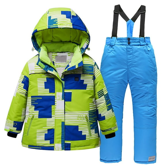 Fesfesfes Kids Ski Jacket Pant Suits for Girls and Boys Winter Heating Jacket Ski Suit Children's Thicked Waterproof Outerwear and Pant Suits USB Electric Heating On Sale