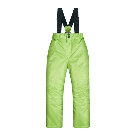 Fesfesfes Kids Ski Pants Boys Winter Snow Pants Waterproof Windproof Thermal Insulated Snowboard Pants for Outdoor Activities Cold Weather Gear Warm Thickened Trousers(Green,7-8 Years)