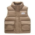thumbnail image 1 of Fesfesfes Kids Sleeveless Tops Puffer Coat Winter Warm Thick Quilted Jacket for Boys Girls Childrens Down Lapel Sleeveless Coat Cold Weather Apparel(Khaki#1,9 Years), 1 of 5
