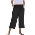 thumbnail image 1 of Fesfesfes Kids' Solid Color Capris Pants with Pockets Elastic Waist Casual Summer Pants for Girls 4-14 Years(Black,13 Years), 1 of 9