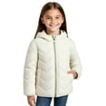 thumbnail image 1 of Fesfesfes Kids Solid Color Hooded Puffer Jacket with Pockets Thickened Warm Zip Up Coat for Boys and Girls Cold Weather Windproof Outdoor Casual Wear(Beige,5-6 Years), 1 of 7