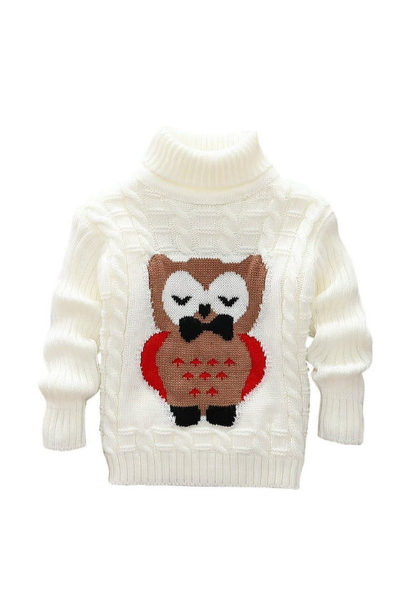 Kids Sweater Childrens Fashion Owl Loose Sweater With Collar Long Sleeve Round Neck Top/Shirt