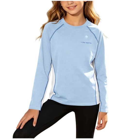 Fesfesfes Kids UPF 50+ Sun Shirt Long Sleeve Quick Dry Rash Guard, UV Protection Athletic Top for Boys and Girls Ages 4-16 Years