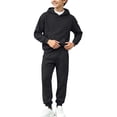 thumbnail image 1 of Fesfesfes Kids Unisex Fleece Lined Hooded Sweatshirt and Cinched Cuff Jogger Pants Set Cozy Winter Two Piece Outfit for School Daily Wear, 1 of 7