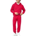 thumbnail image 1 of Fesfesfes Kids Unisex Fleece Lined Hooded Sweatshirt and Cinched Cuff Jogger Pants Set Cozy Winter Two Piece Outfit for School Daily Wear, 1 of 7