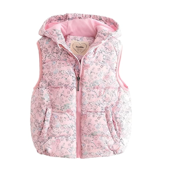 Fesfesfes Kids Unisex Hooded Padded Vest Sleeveless Quilted Winter Gilet, Lightweight Warm Outerwear with Zip Up for Boys and Girls Ages 3-12 Years