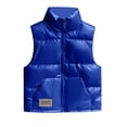 thumbnail image 1 of Fesfesfes Kids Unisex Shiny PU Puffer Vest Stand Collar Sleeveless Padded Winter Jacket, Warm Lightweight Outerwear for Boys and Girls Ages 4-13 Years, 1 of 5