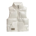 thumbnail image 1 of Fesfesfes Kids Unisex Shiny PU Puffer Vest Stand Collar Sleeveless Padded Winter Jacket, Warm Lightweight Outerwear for Boys and Girls Ages 4-13 Years, 1 of 5