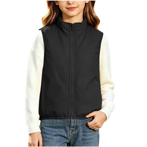 Fesfesfes Kids Unisex Stand Collar Full Zip Vest Lightweight Windproof Sleeveless Jacket Casual Sporty Outerwear for Boys Girls Ages 2-10 Years