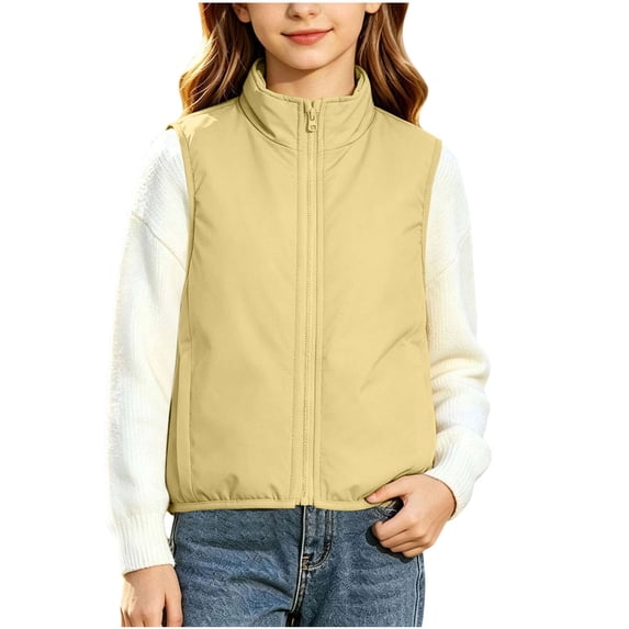 Fesfesfes Kids Unisex Stand Collar Full Zip Vest Lightweight Windproof Sleeveless Jacket Casual Sporty Outerwear for Boys Girls Ages 2-10 Years