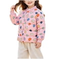 thumbnail image 1 of Fesfesfes Kids Unisex Stand Collar Lightweight Quilted Jacket Snap Button Cartoon Print Relaxed Fit Warm Inner Coat for Boys Girls 2-8 Years, 1 of 8