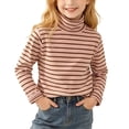 thumbnail image 1 of Fesfesfes Kids Unisex Striped Turtleneck Long Sleeve Knit Top Soft Stretch Slim Fit Base Layer Sweater for School Daily Wear, 1 of 9