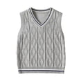 thumbnail image 1 of Fesfesfes Kids Unisex V-Neck Cable Knit Vest Sleeveless School Uniform Sweater Pullover, Cotton Top for Boys and Girls Ages 18 Months-9 Years, 1 of 9