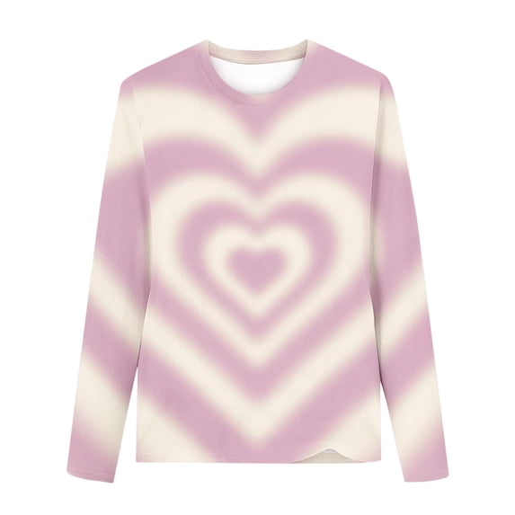 Fesfesfes Kids Valentine Heart Print Long Sleeve Round Neck Pullover Shirt Casual Comfortable Cute Holiday Themed Top for Boys Girls 3-14 Years Old Fashion Outfit Everyday Wear(White,7 Years)