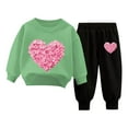 thumbnail image 1 of Fesfesfes Kids Valentine Heart Print Long Sleeve Top Pants Two Piece Set Casual Cute Holiday Outfit for Boys Girls 12 Months to 10 Years Old Matching Everyday Wear Fashion Clothes(Green,12 Months), 1 of 4