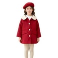 thumbnail image 1 of Fesfesfes Kids Winter Jacket for Girls Medium Long Padded Thick Warm Outerwear Childrens Solid Color Plush Coat Button Down Coat Fuzzy Shacket Winter Warm Outwear(Wine#3,1 Years), 1 of 9