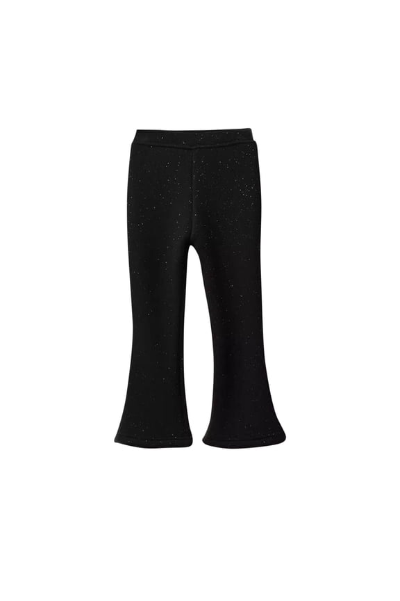 Kids Winter Thickened Flare Pants Solid Color Fleece Lined Soft Casual Elastic Waist Playwear Trousers For Children Girls Boys Daily Outdoor Activities(Black,2-3Years)