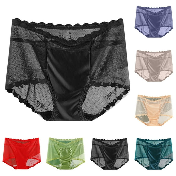 Fesfesfes Lace Underwear For Women Solid Color High Waisted Mesh Breathable And Lace Hollow Underwear Panties