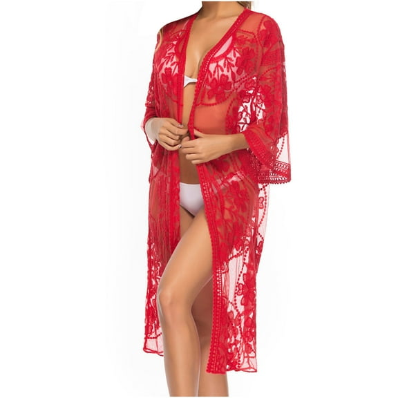 Fesfesfes Ladies Cardigan Sexy Translucent Beach Cover Ups Weave Openwork Tassel Suspenders Beach Vacation Bikini Cover-Up