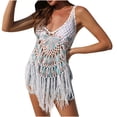 thumbnail image 1 of Fesfesfes Ladies Coverup Dress Multicolor Sexy Weave Openwork Tassel Suspenders Beach Vacation Bikini Cover-Up, 1 of 9
