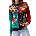 thumbnail image 1 of Fesfesfes Ladies Round Neck Long Sleeve Knitted Sweater for Women Pullover Snowflake Christmas Tree Teen Girls Christmas Sweater Under $10, 1 of 9