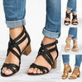 thumbnail image 1 of Fesfesfes Ladies Sandals Womens Middle Heels Fashion Hollow Out Ankle Strap Sandals Casual Shoes 5.5(36), 1 of 5