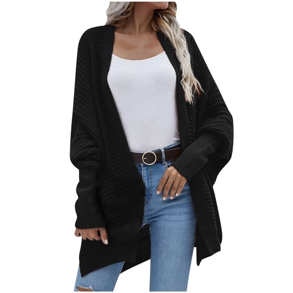 Fesfesfes Ladies Sweaters Cardigan Long Sleeve Casual Solid Color Outwear Women Coats Long Tops Clothes Sale