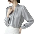 thumbnail image 1 of Fesfesfes Ladies' Three Quarter Sleeved V-Neck Tops Trendy Styles Comfy with Style Featuring a V-Neckline That Flatters the Upper Body(Gray#7,M), 1 of 3