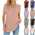 thumbnail image 1 of Fesfesfes Layering Shirts for Women's Fashion Printed Short Sleeves Blouse Round Neck Casual Tops Summer Tops S(US:4), 1 of 4
