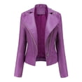 thumbnail image 1 of Fesfesfes Leather Jacket for Women Casual Comfortable Soild Long Sleeve Tops Jacket Outwear, 1 of 7