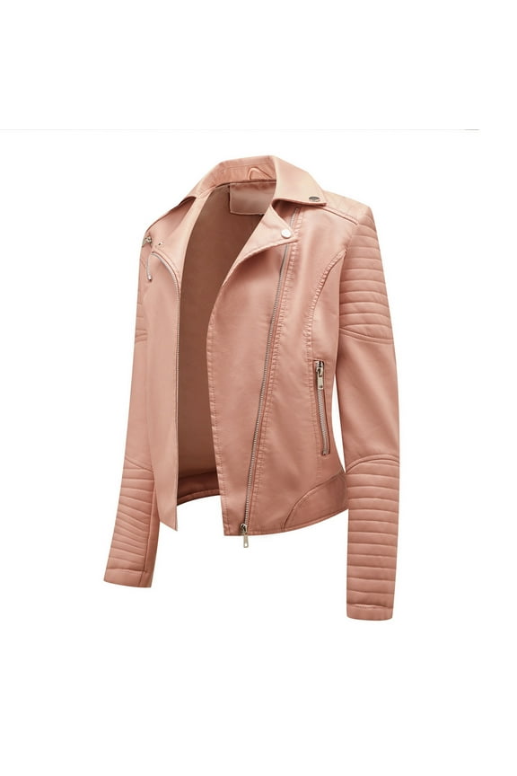 Leather Jacket for Womens Warm Long Sleeve Jacket Slim Winter Parkas Faux Leather Coats On Sale