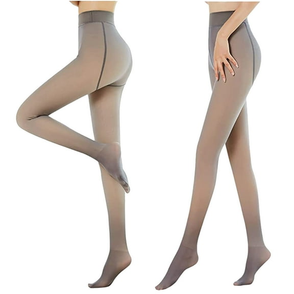 Fesfesfes Leggings for Teen Girls Fake Translucent Ladies Keep Warm Women Solid Color Fleece Pantyhose Thin Under $10